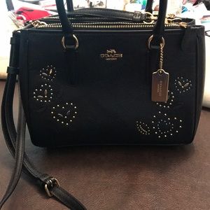 Black Coach surrey carryall with heart rivets